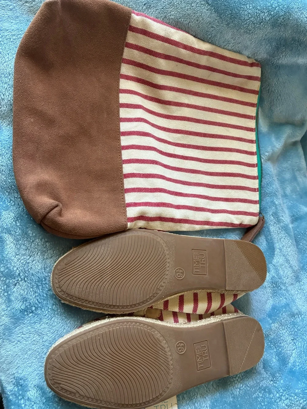 Brand new Striped Canvas Slip-On Espadrilles - Red & Cream w/ matching bag